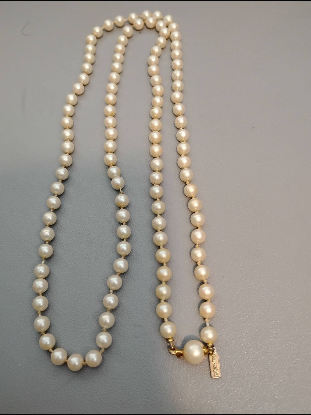 Vintage Marvella Necklace Womens Classic Faux Pearl Strand Preppy Simple 15 Inch